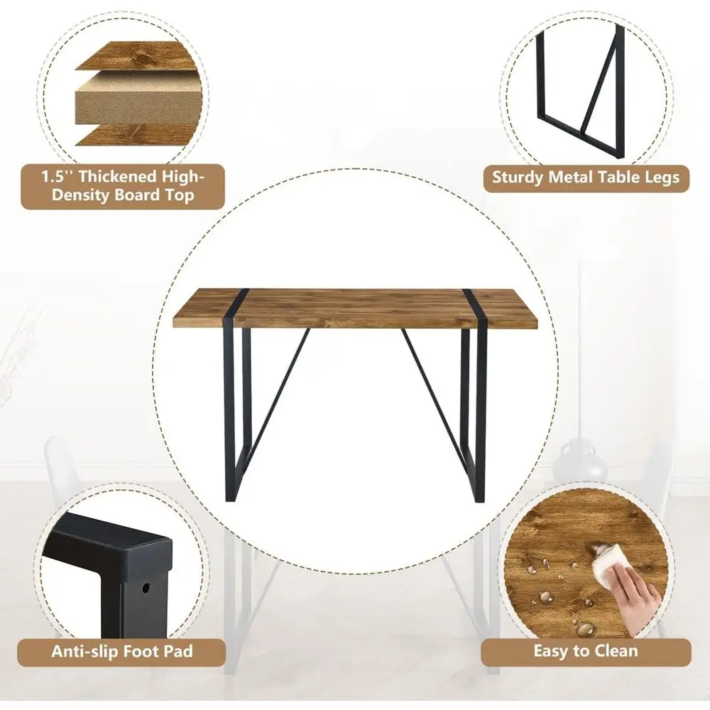 Stół do jadalni dla czterech osób z 55-calowym blatem kuchennym i krzesłami z tkaniny zamszowej