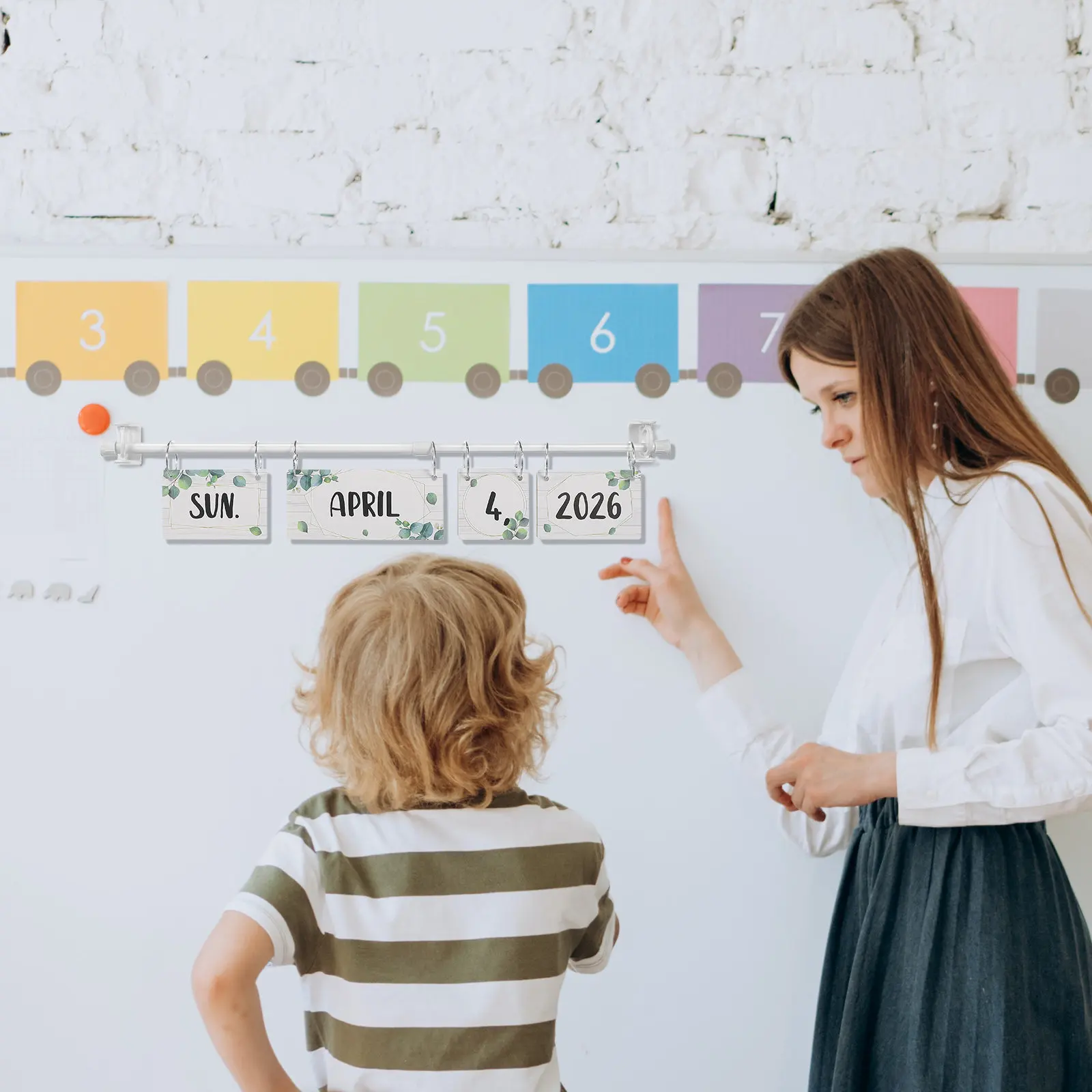 

1 Set Classroom Flip Calendar 2025-2028 Multi-Year Reusable Flip Calendar Easy Install for Bulletin Board Classroom Decoration