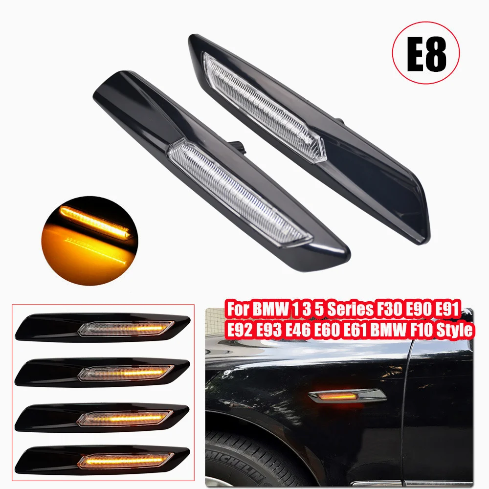 2X For BMW 1 3 5 Series F10 F30 E90 E91 E92 E93 E46 E60 E61 Dynamic Sequential Amber 12V LED Side Marker Light Turn Signal Lamp