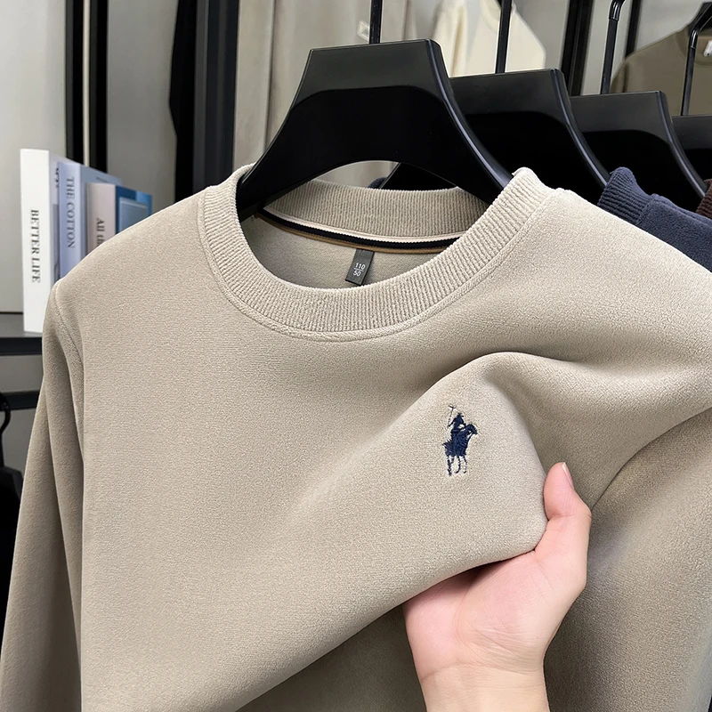 

2025 Новый мужской модный повседневный осенне-зимний благощенный флисовый шерстяной теплый толстый свитер, мужская футболка с длинным рукавом