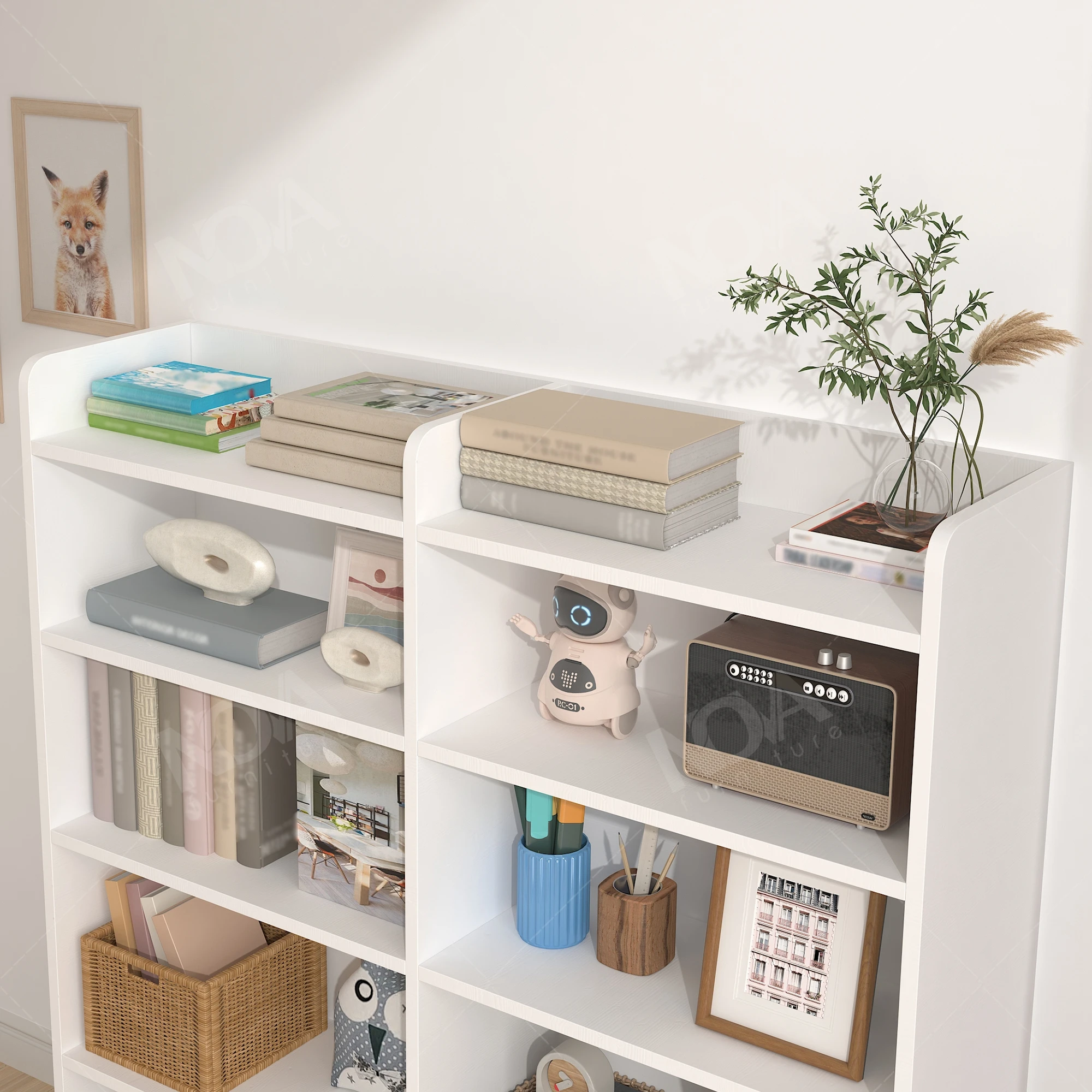 ชั้นวางหนังสือเด็ก 5 ชั้น สีขาว สไตล์โมเดิร์น สำหรับเด็กเล็ก เด็กวัยหัดเดิน ของเล่นเด็ก ตู้เก็บของ รับเลี้ยงเด็ก เฟอร์นิเจอร์อ่านหนังสือ สินค้าในสต็อกในสหรัฐอเมริกา