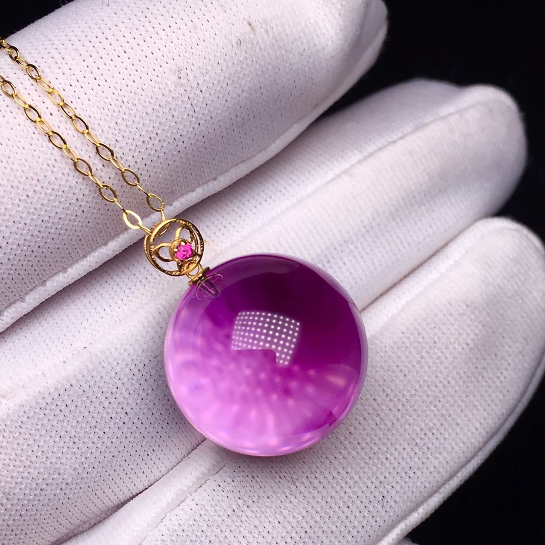 Natural Purple Amethyst Quartz Pendant Necklace 15mm Round Amethyst Jewelry Beads Women Men Necklace Brazil AAAAAA view 4