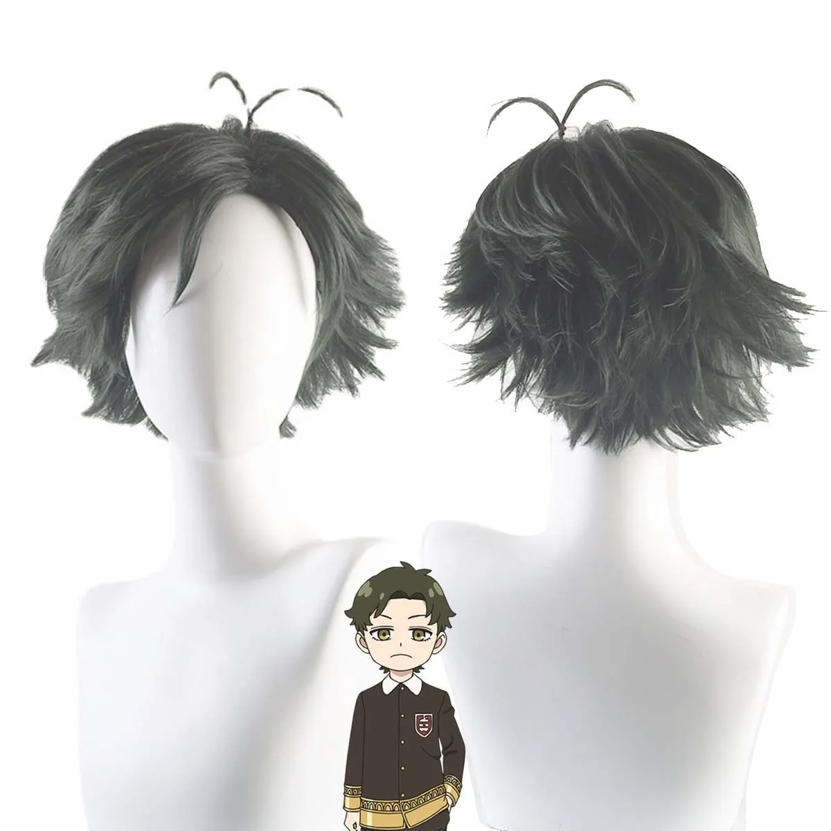 Parrucca sintetica per capelli corti verde scuro Anime SPY FAMILY Cosplay Daimon Desmond per uomo