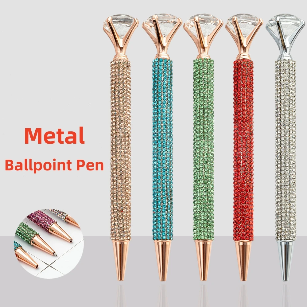 Large Diamond Crystal Pen Ballpoint Pen Student Stationery Office Business Gifts 0.7mm Metal Nib Rhinestone Pen Ball Point Pen