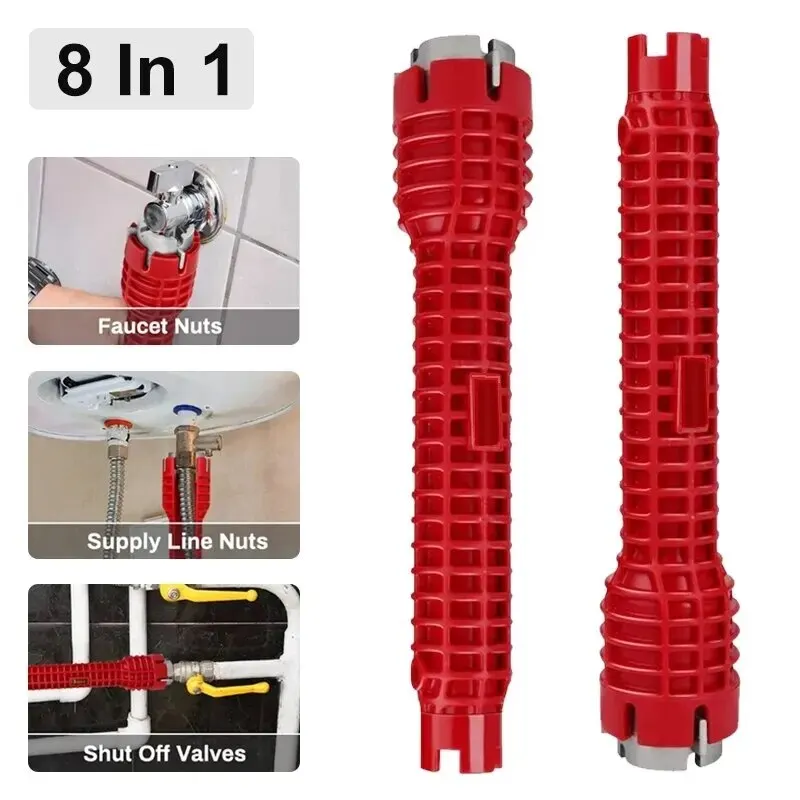 8 In 1/5 In 1 Flume Wrench Sink Faucet Plumbing Tools Wrench 8 In 1 Multifunctional Key Repair Plumbing Wrench Tool