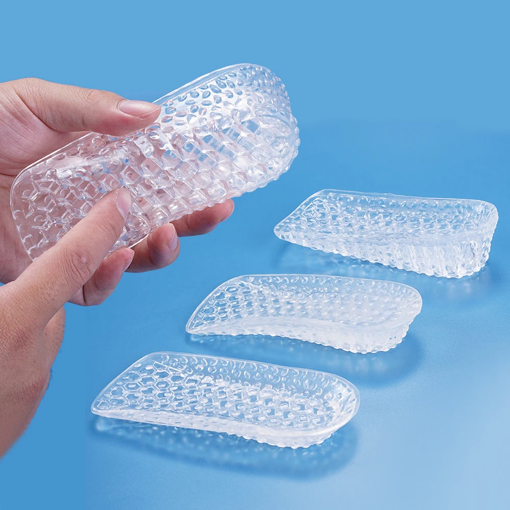 سيليكون الارتفاع زيادة النعال رجل كعب رفع إدراج مع قوس دعم العظام نعال جيل امرأة معززات الارتفاع غير مرئية