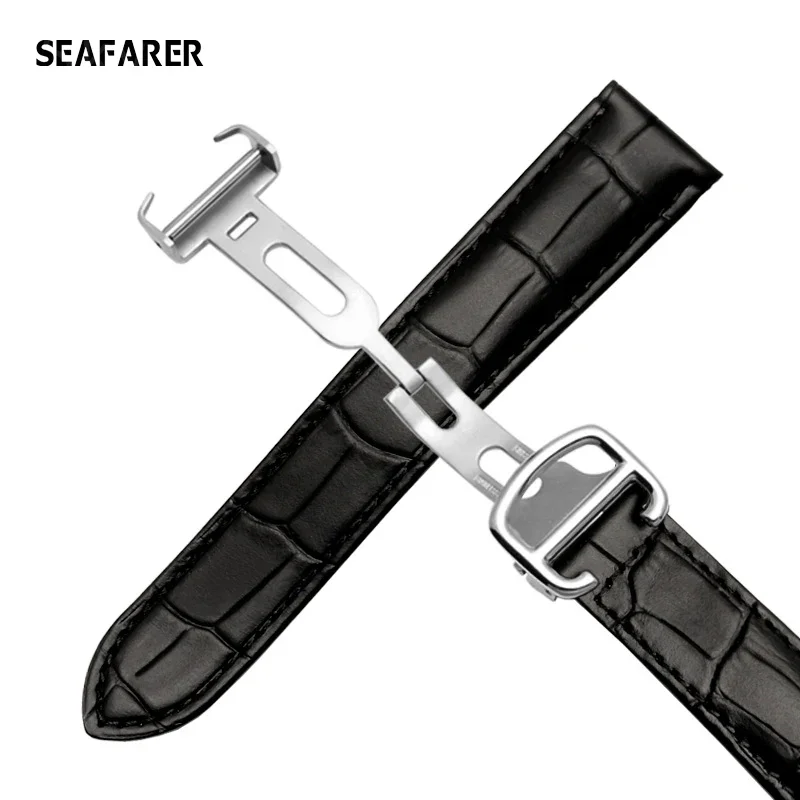 18mm 20mm 22mm Leather Strap for Omega Watch Speed Seamaster Band Straps Men Deployant Clasp Black Brown Watchband Bracelet Belt