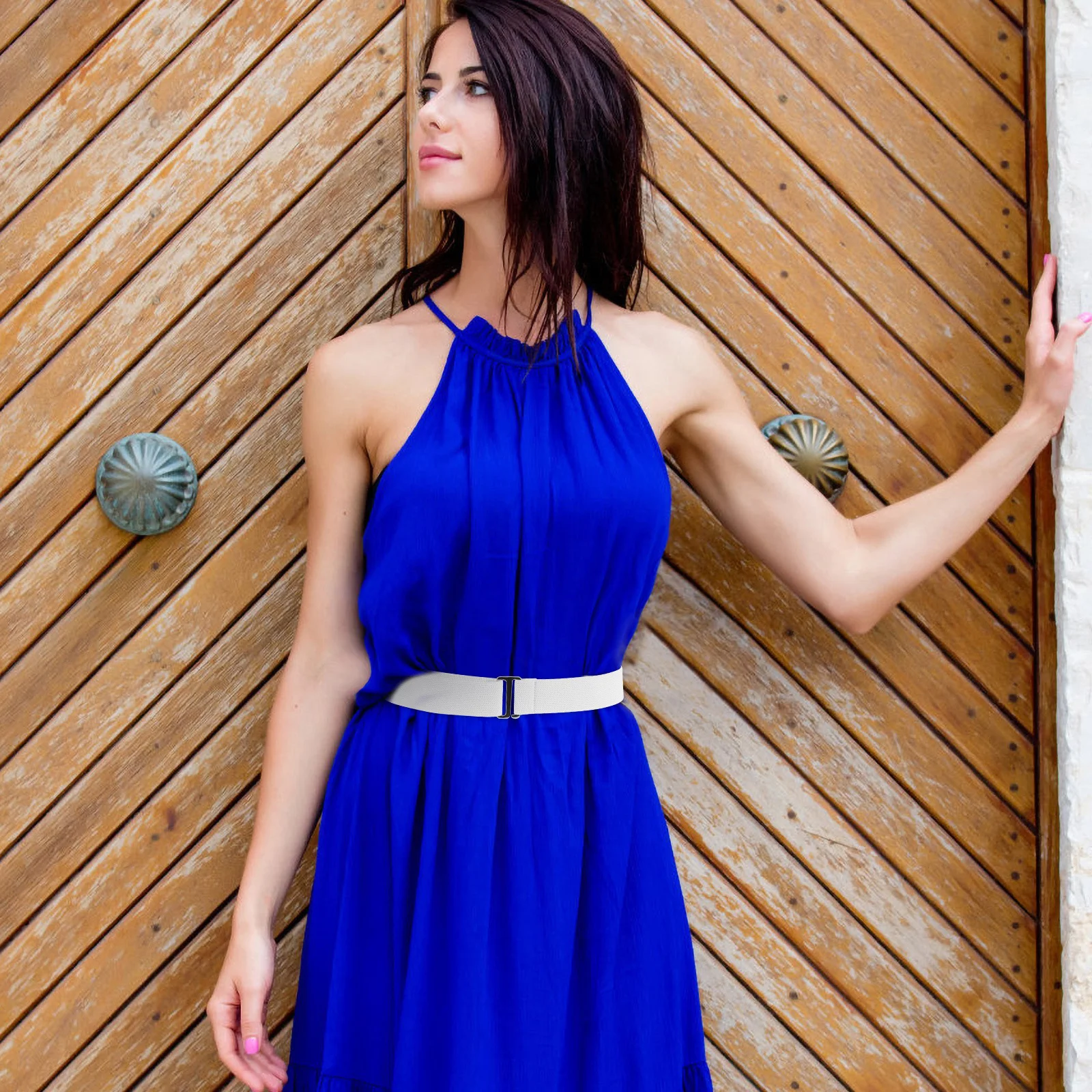 

2Pcs Adjustable Elastic Waist Belt Women Invisible Stretchy Flat Buckle No for Jeans Pants Dress No for Women