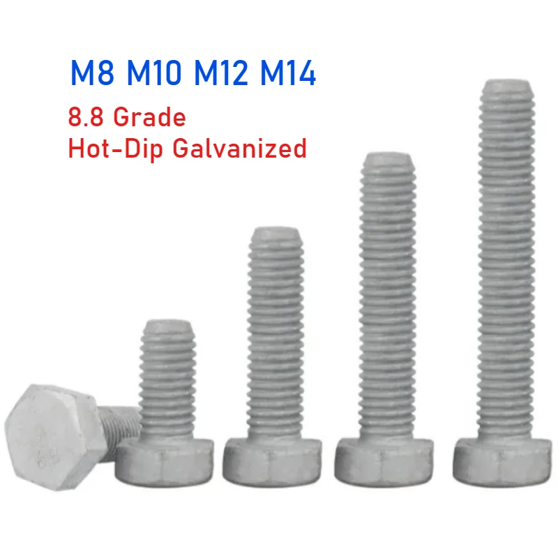 Peijian M8 M10 M12 M14 8.8 Grade Hot-dip Galvanized External Hexagonal Screws Full/half Threaded Hexagonal Shape Screw