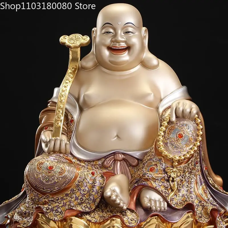 Exquisite Brass Copper Painted Cloisonne Enamel happy Maitreya buddha statue big belly happy smile Buddha sculpture Home Decor