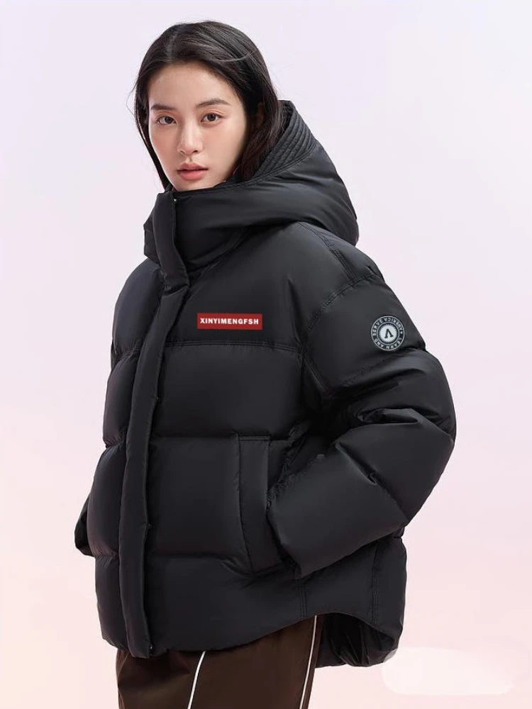 Luxury Brand Winter Warm High-Quality Crop Puffer Jacket Parkas Windproof Hooded Women Patchwork Cotton Padded Coat Long-Sleeved
