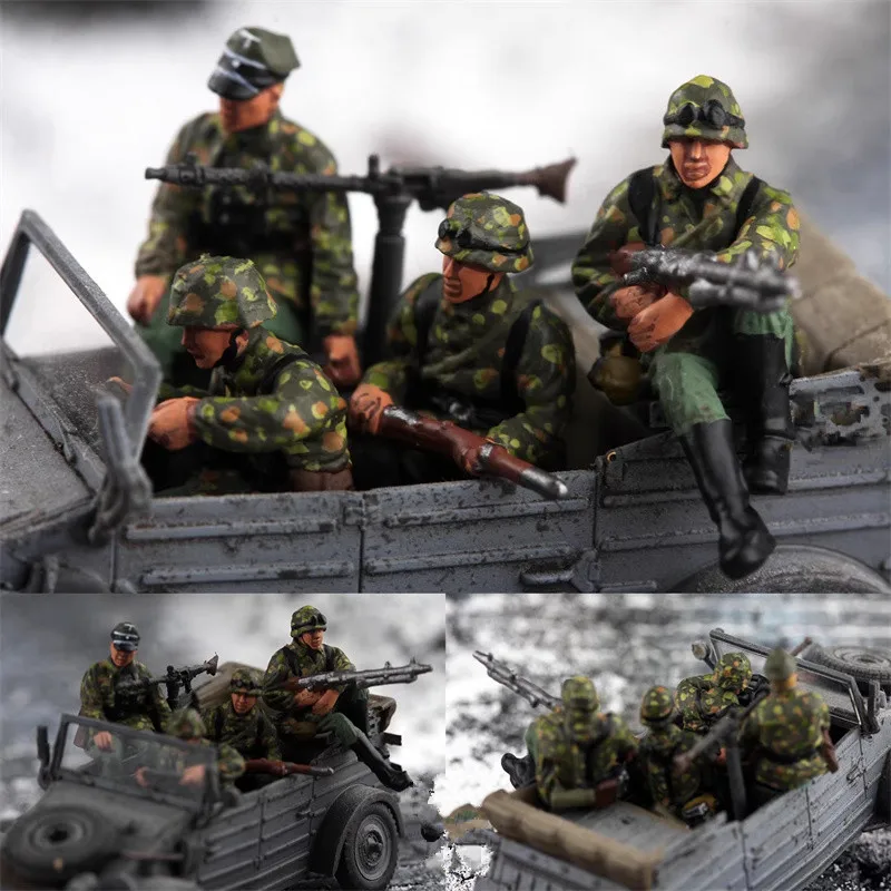 

1:72 Model 3D Printing Painted 4Pcs German Vehicle Group Action Figure DIY Scene Accessory Collection Dolls Display Fans Dolls