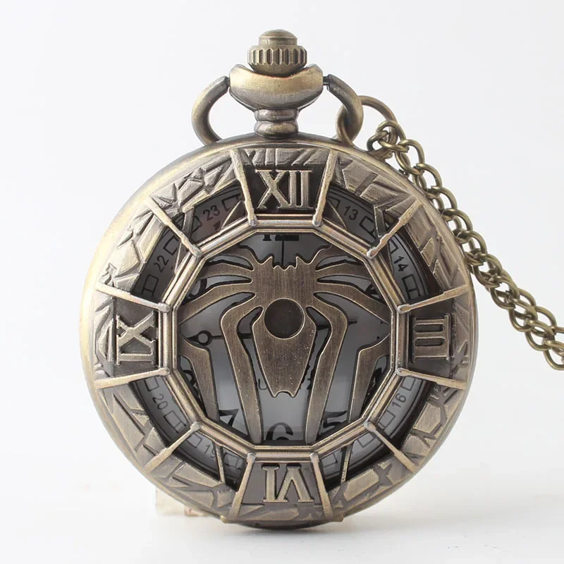 Large Spider Hollow Quartz Pocket Watches Collection Arabic Numerals Necklace Sweater Chain Pendant Clock Reloj de madera