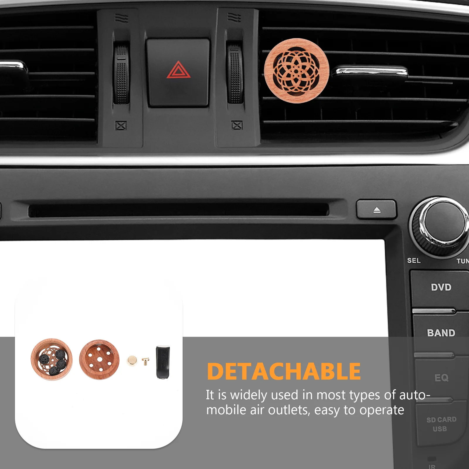 

Car Diffuser Vent Clip Wooden Aromatherapy Outlet Clip Air Vent Diffuser for Essential Oil Freshener Comfortable Scent Wood Car