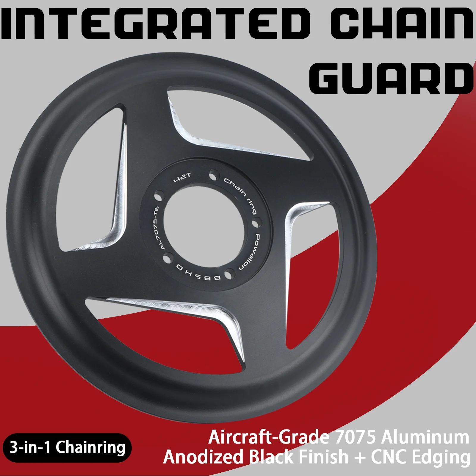 

36T & 42T Offset Chainring for Bafang BBS Series Mid-Drive Motor Kit, Integrated Chainwheel with Guard for Ebike Conversion Kit