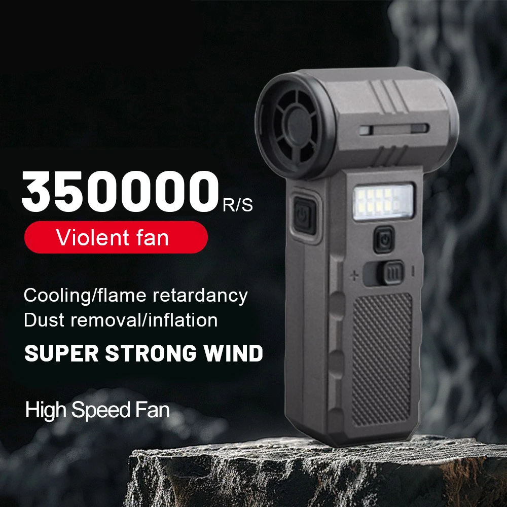 Powerful 350000 RPM Violent Fan Strong Dust Blower Mini Turbo Jet Fan Rechargeable 58m/s Turbo Fan Powerful Blower for Cleaning