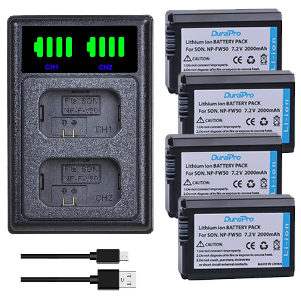 

2000mAh NP-FW50 NPFW50 Bateria NP FW50 Battery + Charger for Sony A6000 A6400 A6300 A6500 A7 A7II A7RII A7SII A7S A7S2 A7R