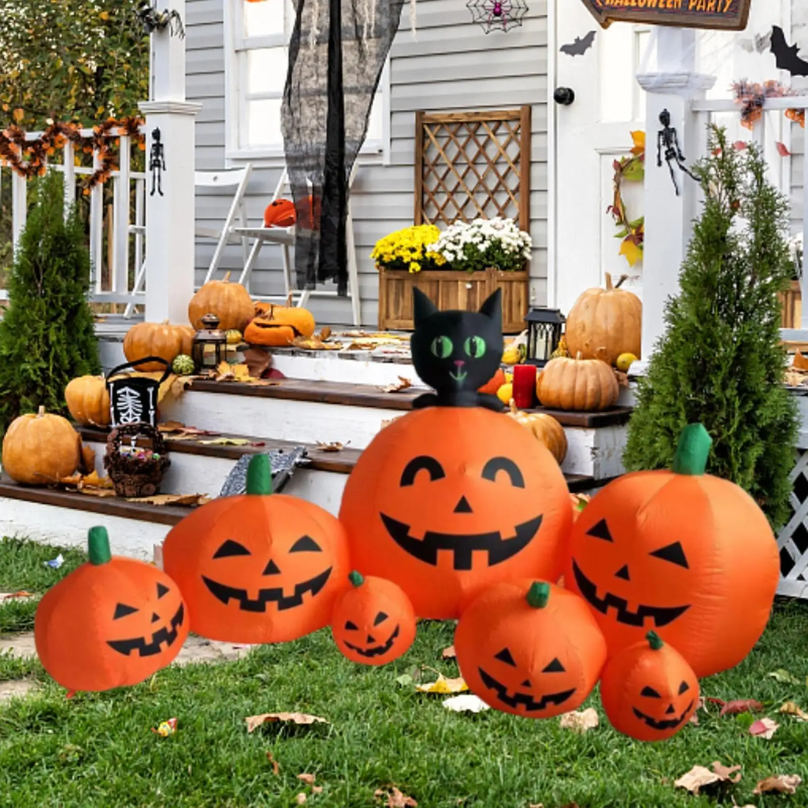 Halloween Inflatable Pumpkin Decoration Versatile Easy Setup Easy Storage US Adapter 230cm for Lawn Halloween Party Garden Yard