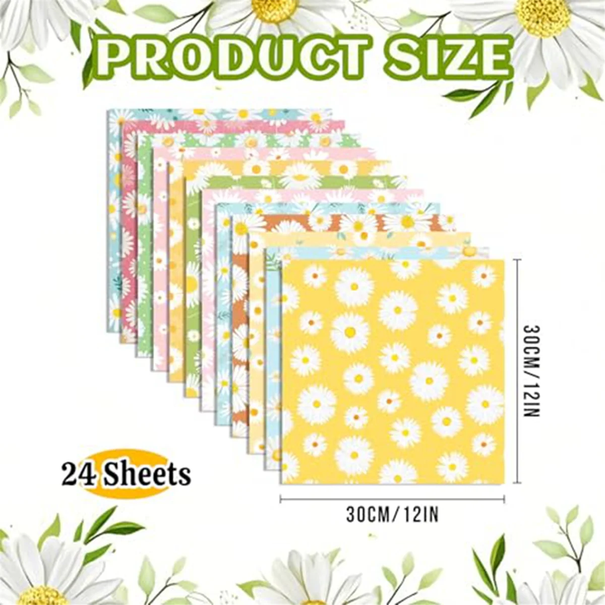 Aa98 24 folhas de papel para scrapbook, 12 polegadas x 12 polegadas, arcos de dupla face, padrão, papel decorativo, decoupage, cartolina, margarida