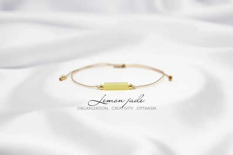 Lemon jade tube crystal topaz bracelet Boyfriend Gift Summer adjustable bracelet