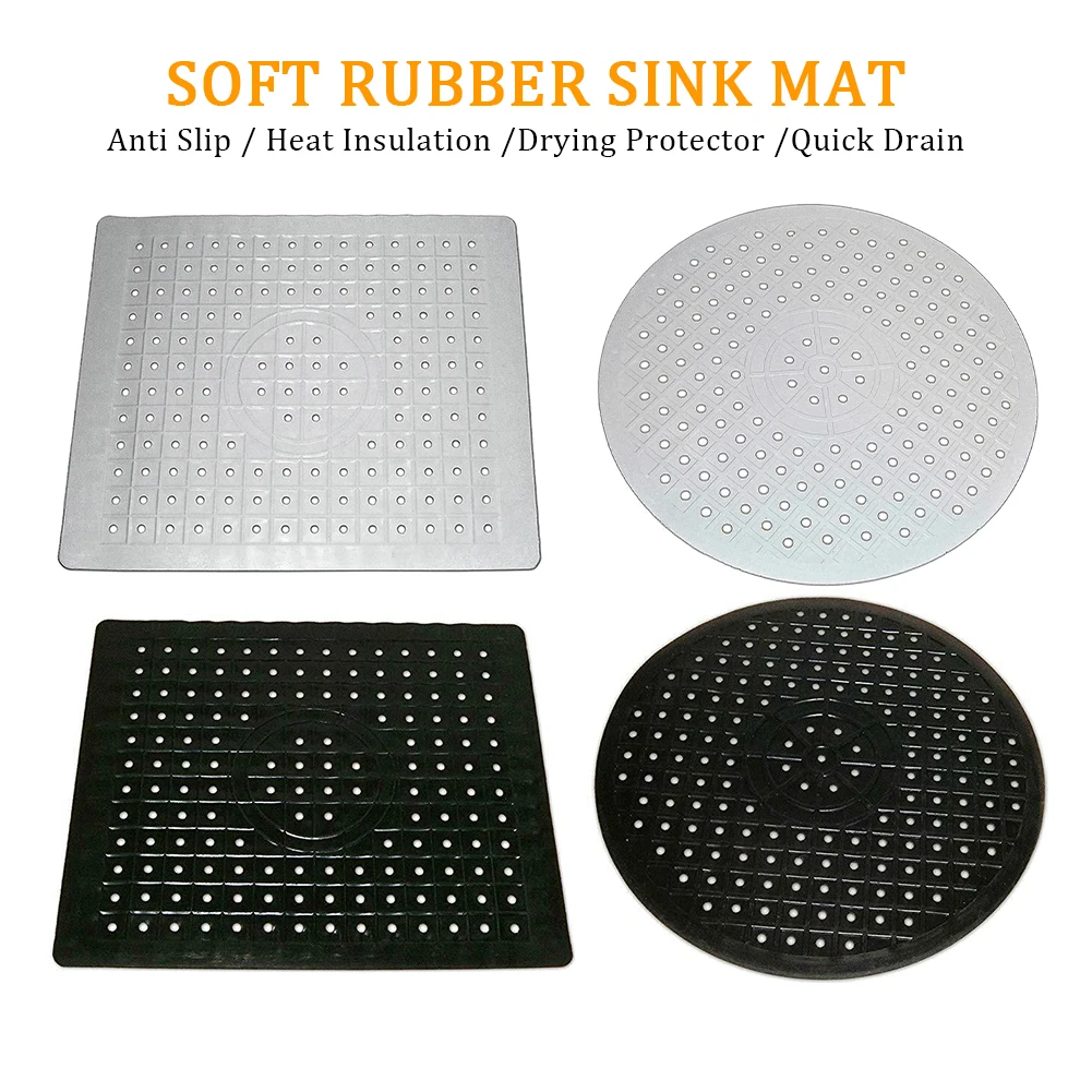 Soft Rubber Sink Mat Anti Slip Home Heat Insulation Drying Protector Cover Quick Drain Pad Home Kitchen Accessories Sink Pad