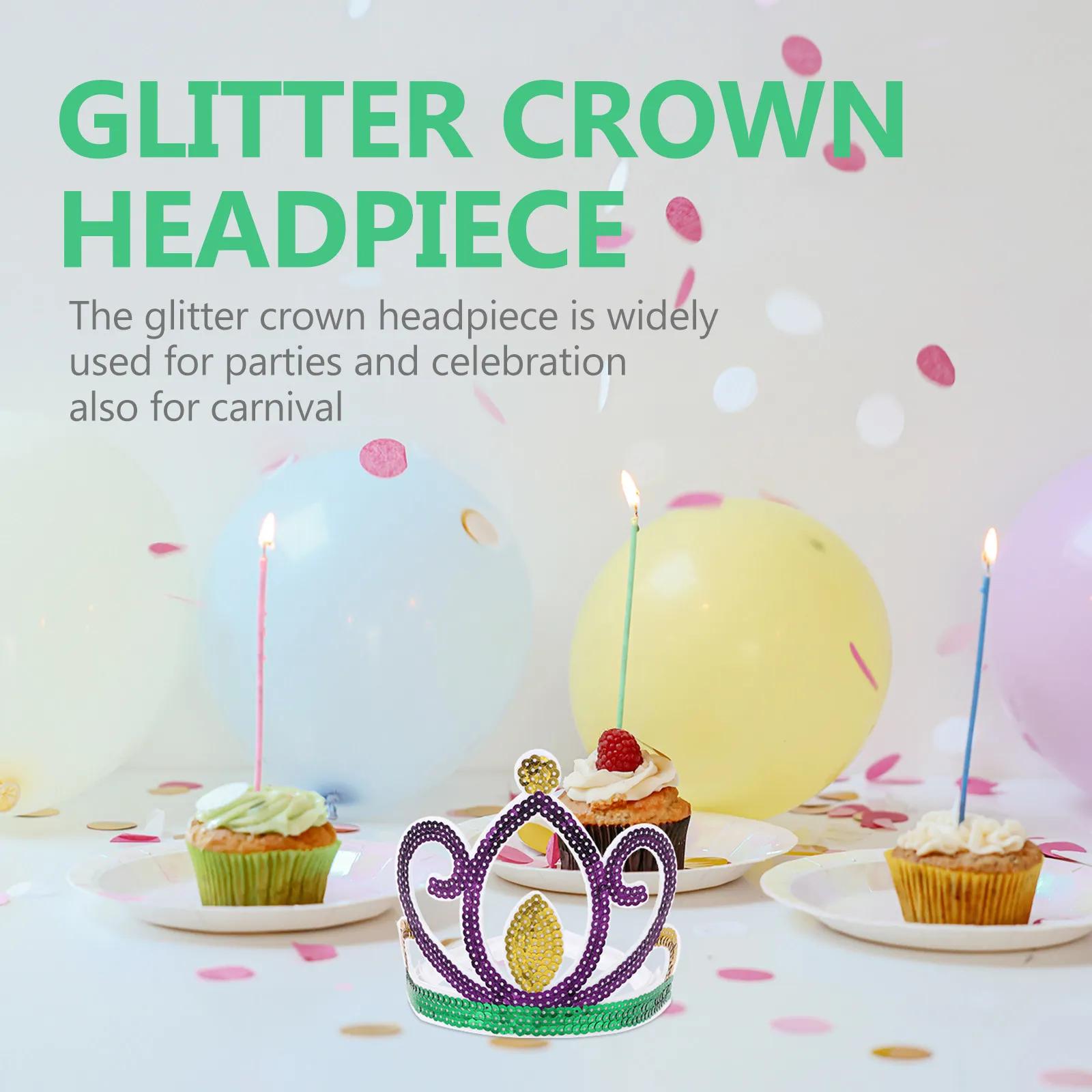 

Корона с пайетками для выпускного вечера, праздничного образа, аксессуар для волос, украшение на день рождения, элегантный головной убор, украшение для волос в виде короны