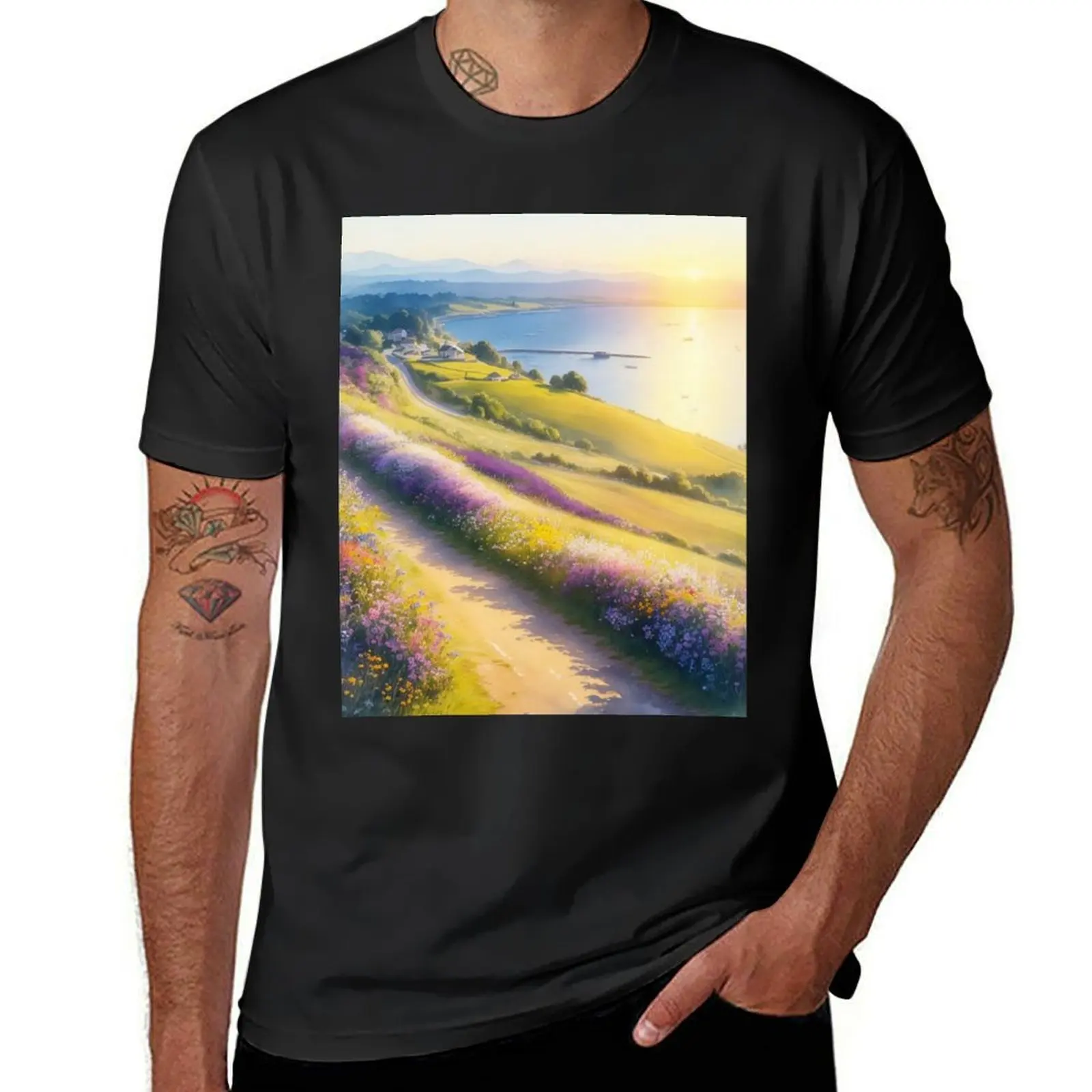 Road To My Seaside Town T-Shirt summer top tees t shirts for men cotton