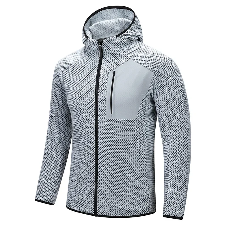 Sudadera con capucha para deportes al aire libre para hombre, sudadera catónica peluda de secado rápido transpirable de manga larga, ropa fina de verano para hombre
