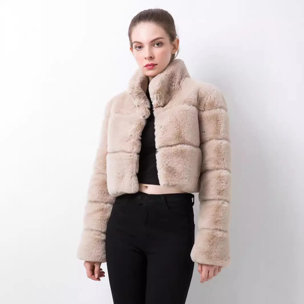 

Autumn Winter Fashion Stand Up Collar Women Imitation Fox Fur Coat Versatile Solid Color Female Artificial Fur Coats