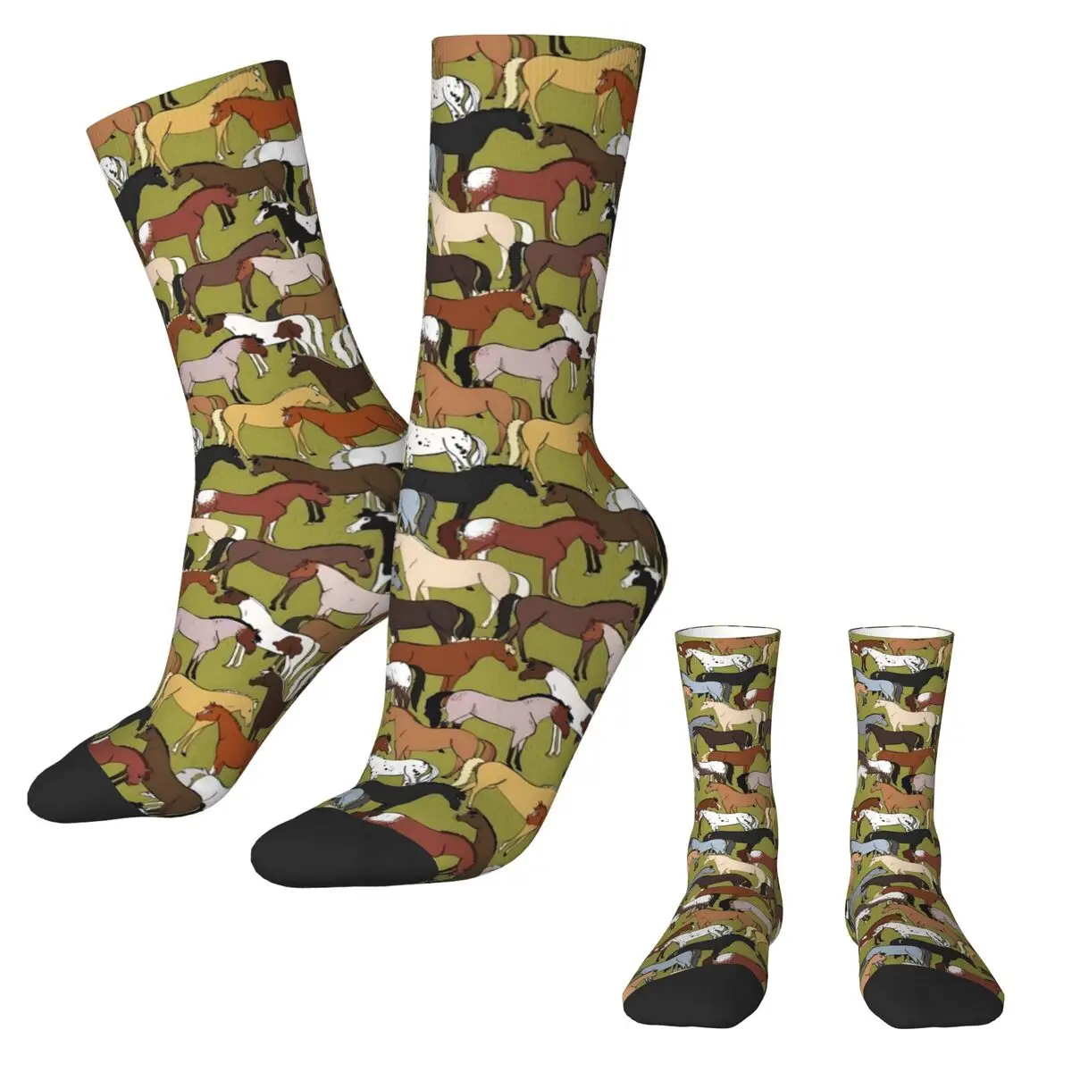 Horse Print Socks Autumn Wild Animal Stockings Korean Women Men Comfortable Socks Pattern Cycling Non Skid Socks