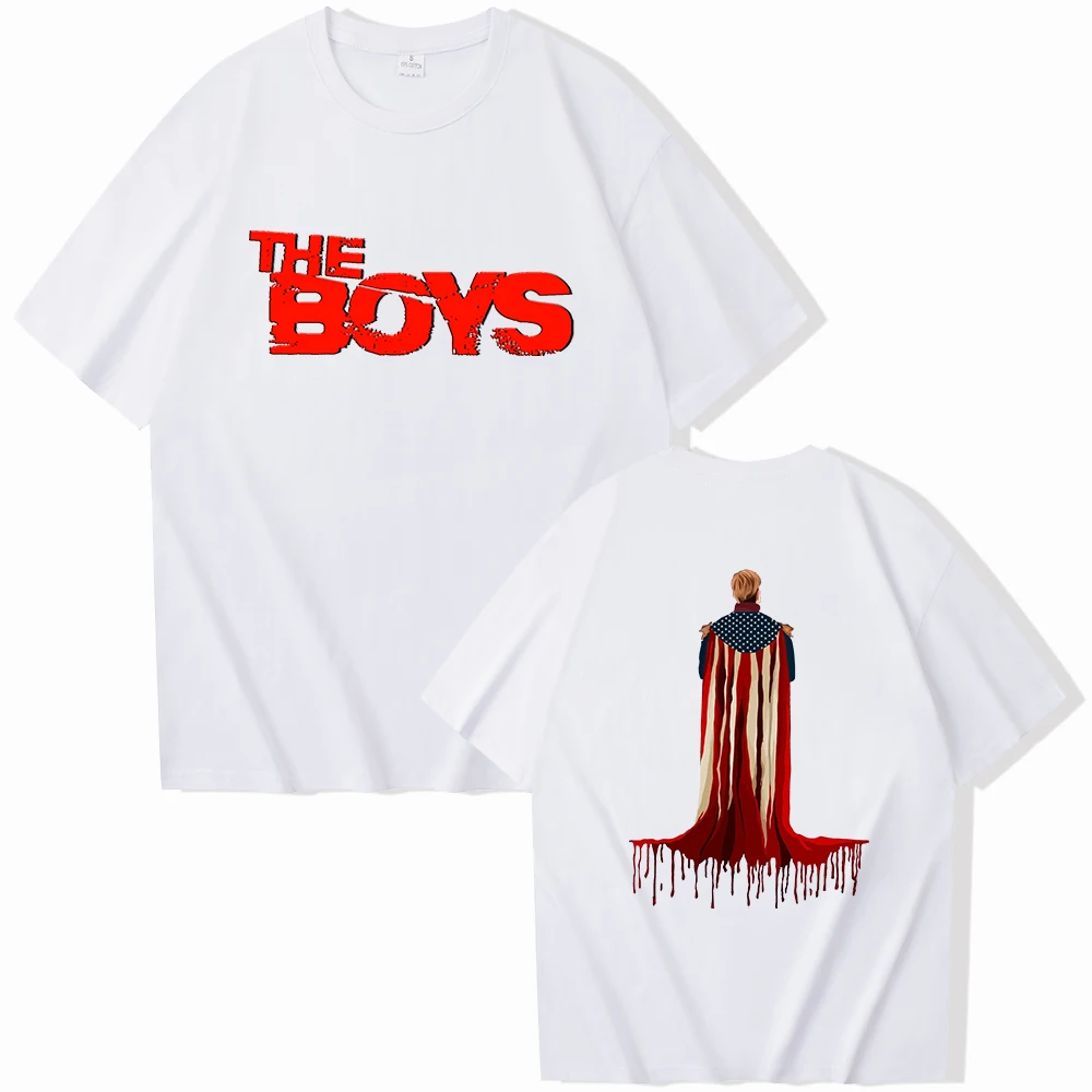 The Homelander The Boys Season 4 The Boyz Vintage T-shirt O-Neck Short Sleeve Shirts Fans Gift