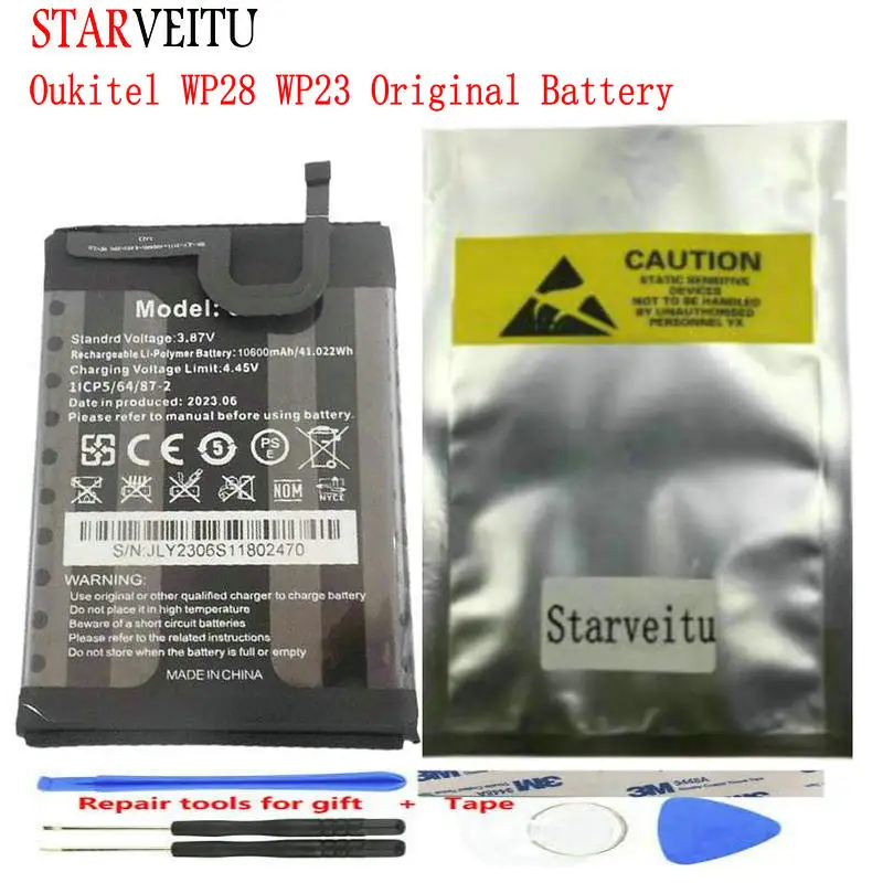 For Oukitel WP28 WP23 Original Battery, 10600mAh Rugged Mobile Phone Rechargeable Batteries, 6.52