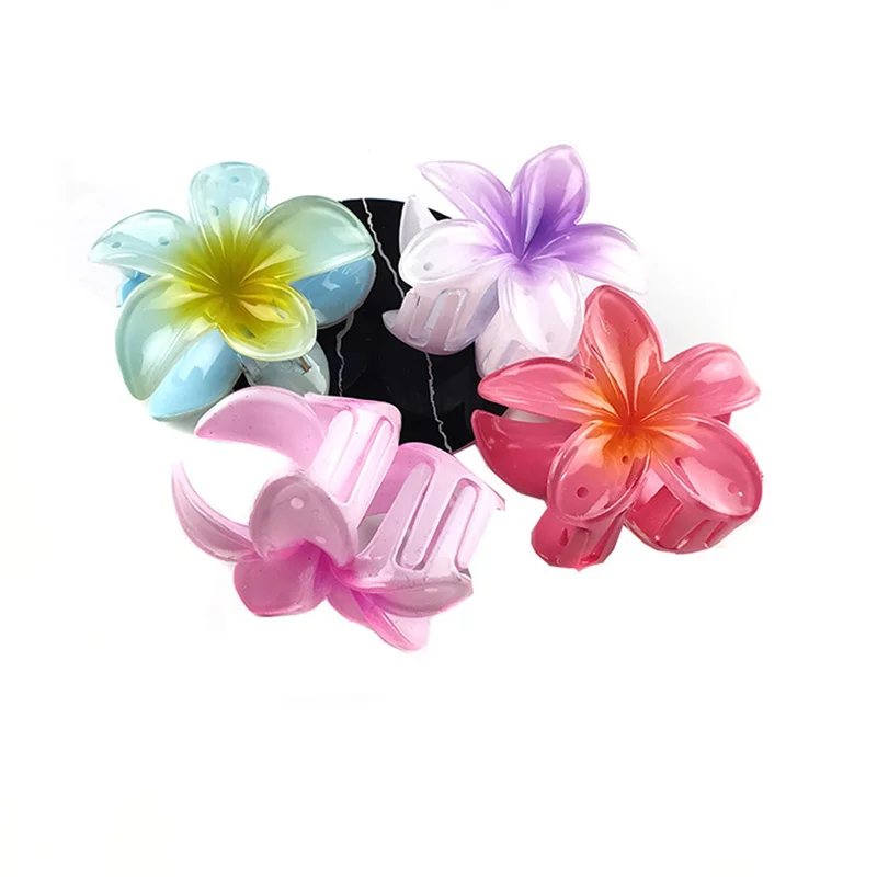 Clips de flores para el cabello, Plumeria hawaiana, flores de playa, pasadores de garra, accesorios, pasador para niños, pieza Artificial colorida