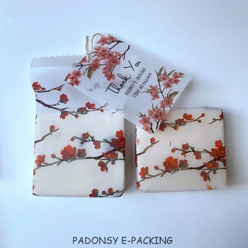 Chinese Flower 80% Transparent Paper Gift Wrapping Handmade Soap Wrapping Wax Paper ECO Friendly
