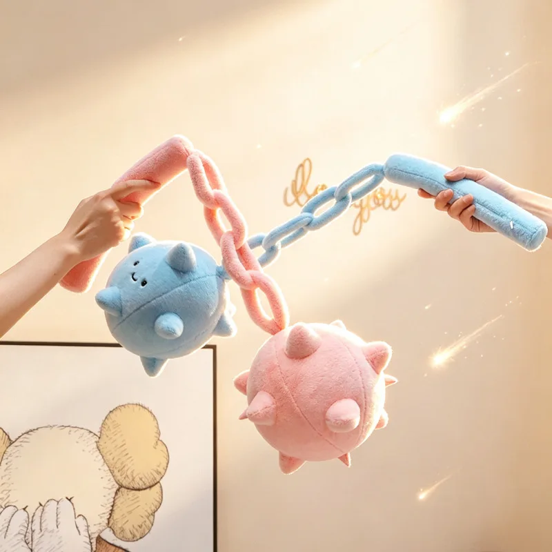 Cartoon 75cm China Kongfu Meteor Hammer Plush Toy Cute Emotion Fight Equipment Prop Flail Mace Stuffed Doll Room Decor Xmas Gift