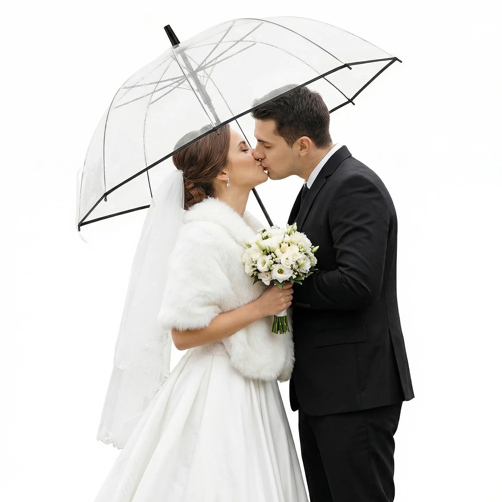 

60pcs Clear Bubble Umbrellas Bulk 8 Ribs Windproof Transparent Wedding Umbrellas for Wedding Bridal Parties Graduation Outdoor
