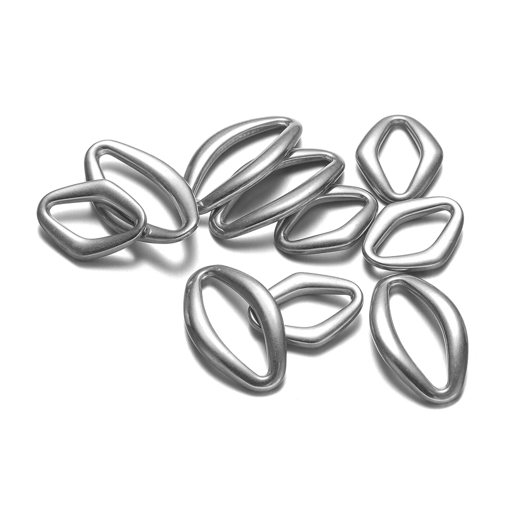 5 Stück gebogene ovale Anhänger aus Edelstahl, Rautenanhänger für die Herstellung von Ohrringen, DIY-Schmuckzubehör, Armband- und Halskettenzubehör – Detail 4