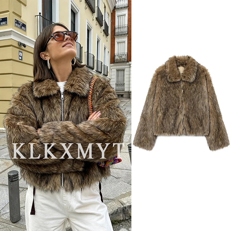

Женская цельная куртка на меху, пальто, зима 2025, новая мода, однотонное однотонное пальто на молнии с длинными рукавами, женская шикарная свободная верхняя одежда для отдыха
