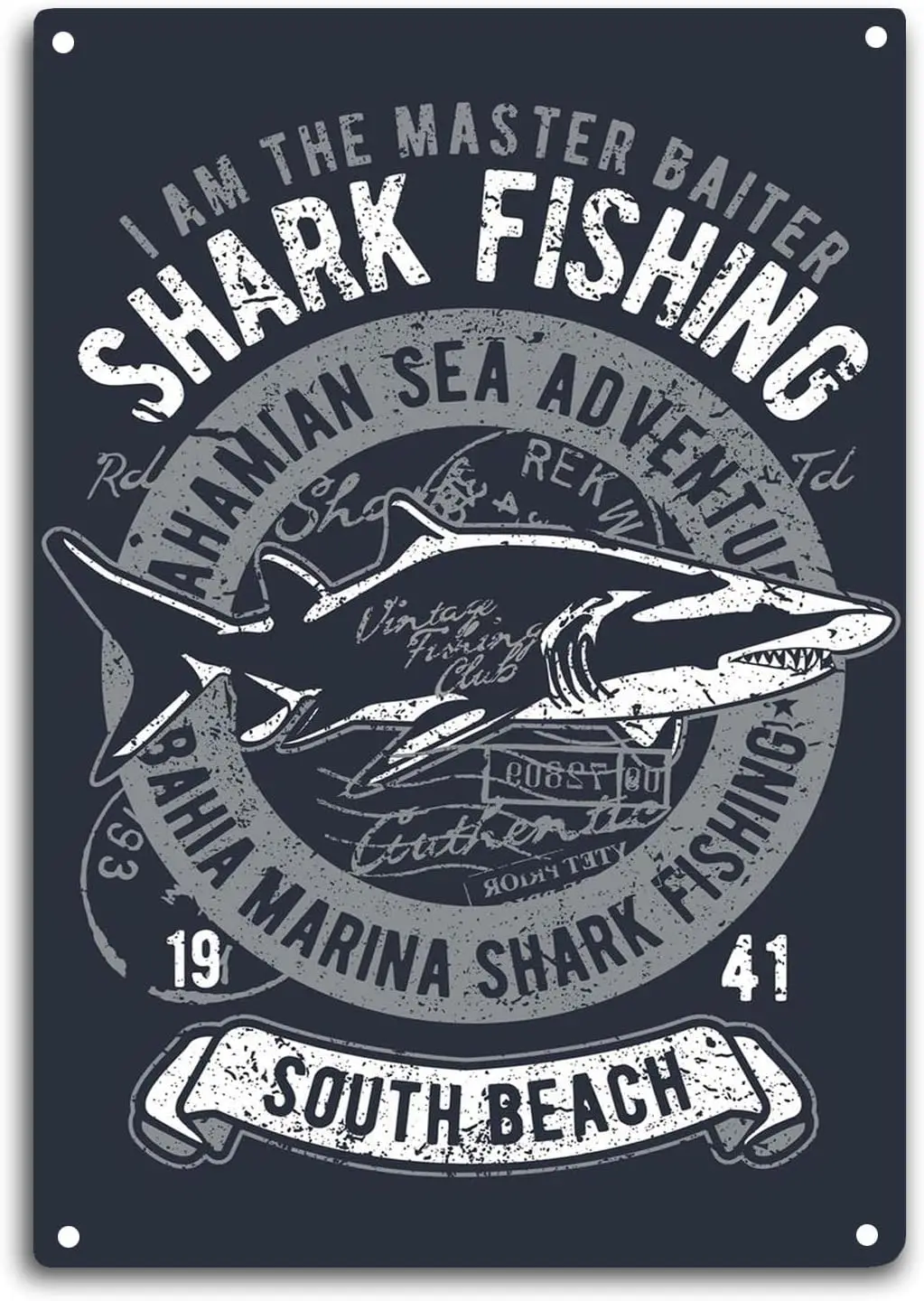 Shark Fishing Tin Sign Room Wall Window Decor Funny Quote I Am The Master Baiter Wall Art Metal Poster Kitchen Garden Garag sign
