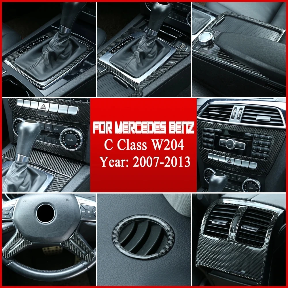 

Car Styling Decorative True Carbon Fiber Gear Central Control Panel Sticker Decal For Mercedes-Benz C Class W204 2007-2013