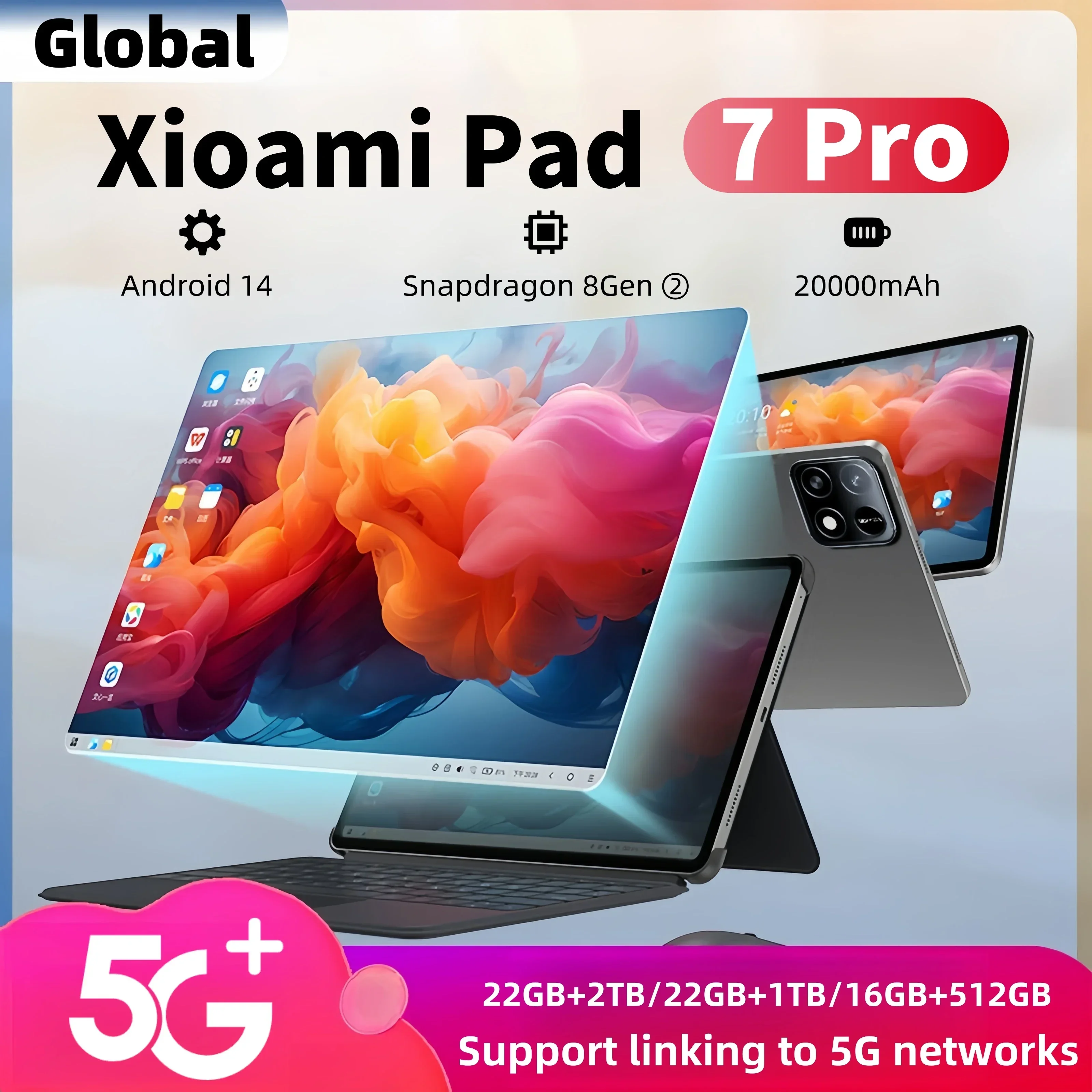 2025 NIEUWE Originele Pad 7 Pro 11 inch Tablet Android 14 22 GB + 2 TB 20000 mAh 5G Dual SIM Bluetooth WiFi HD 4 K Scherm Tablet PC Wifi7