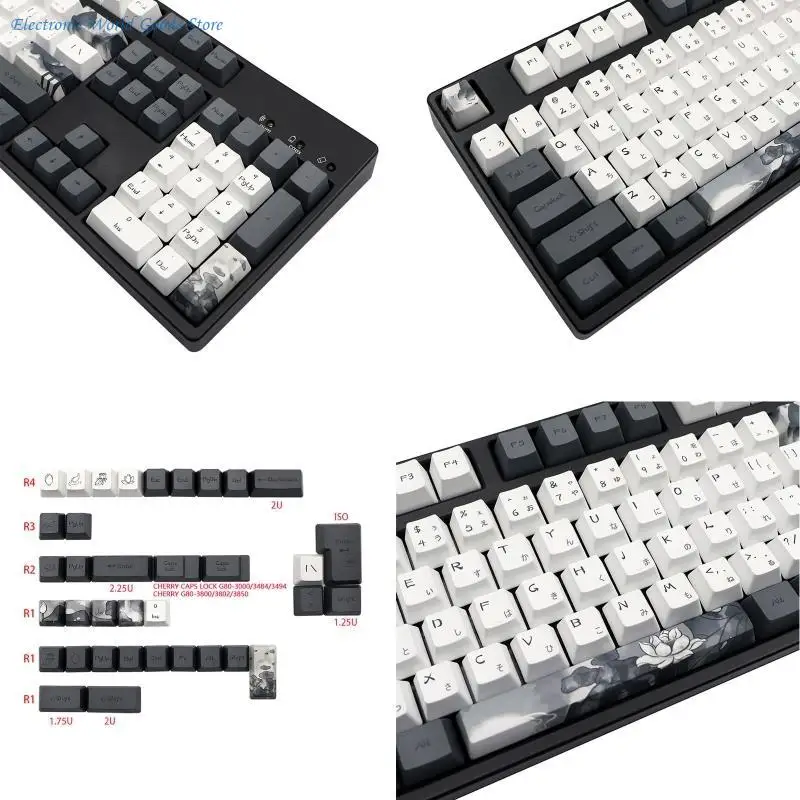 A3PD 140 Keys Lotus for Key Caps Japanese PBT Dye Subbed OEM Profile Keycaps For MX Switches Mechanical Keyboard Keycap S
