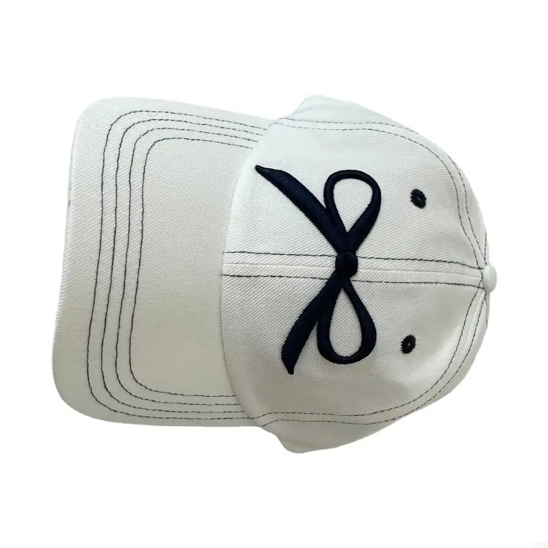 

Бейсбольная шляпа с вышивкой и бантом, регулируемая женская шляпа от солнца, дышащая шляпа с козырьком, модная шляпа с длинными