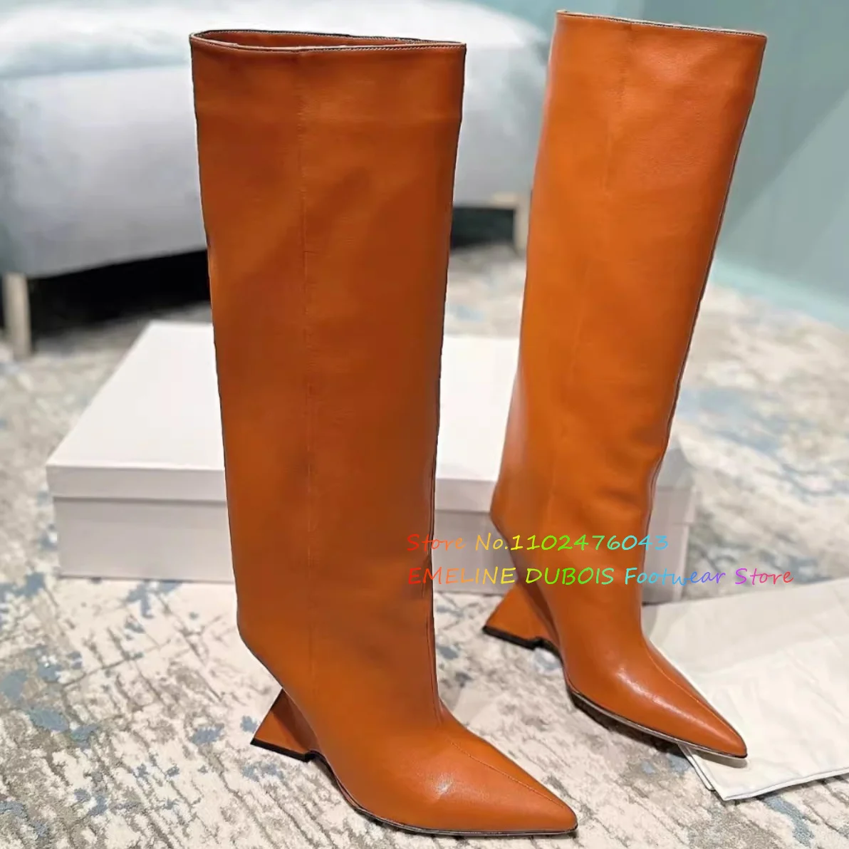 Pointed Toe Strange Heel Spicy Style High Top Boots New Wide Knee High Boots Western Cowboy Boots for Women Trendy Winter Boot