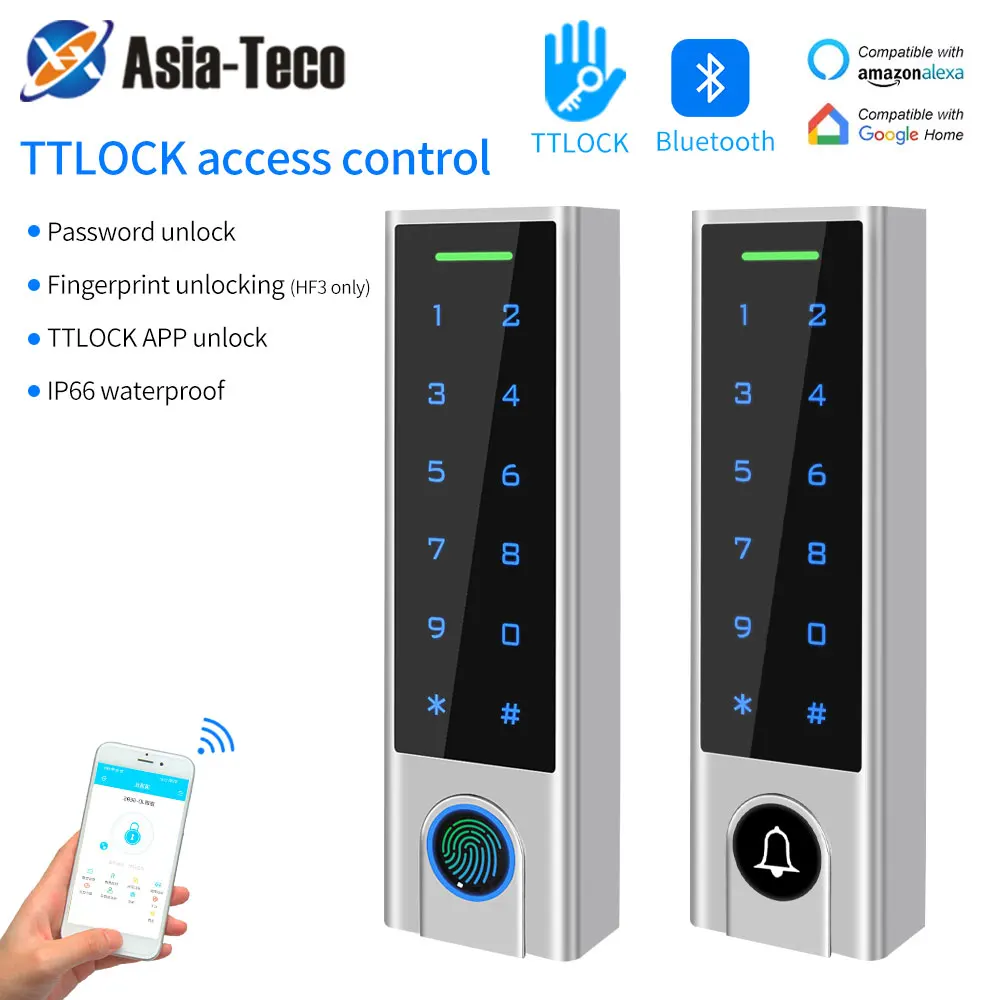 TTLock App IP66 Waterproof Bluetooth Smart Access Controller Passcode RFID 13.56MHz Card Door Opener Panel for Door Lock System