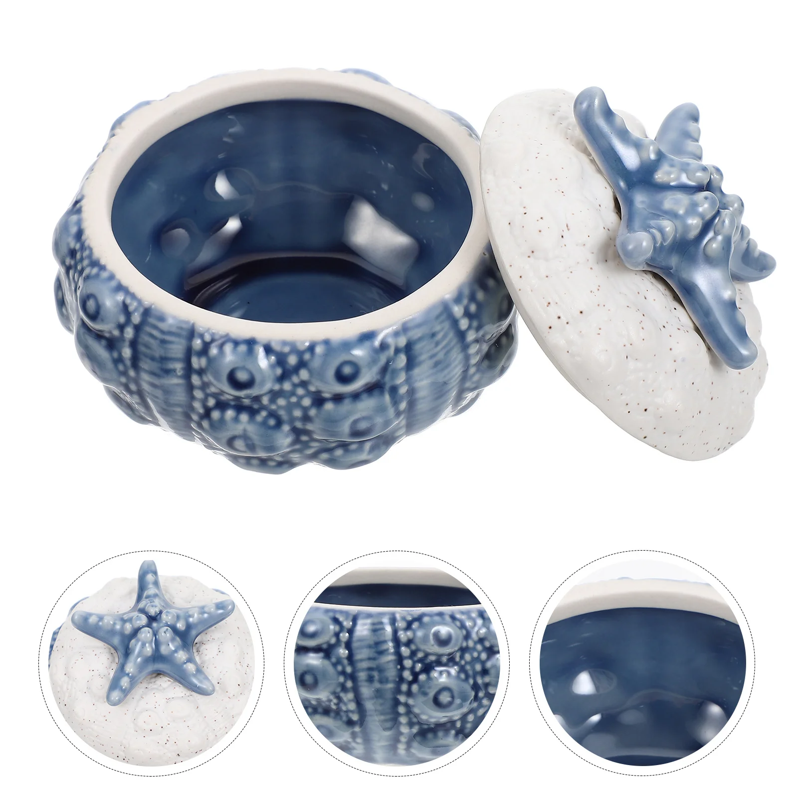 

Ceramic Storage Jar Marine Style Sealed Tea Canister Household Multi-Purpose Storage Container for Loose Tea Coffee