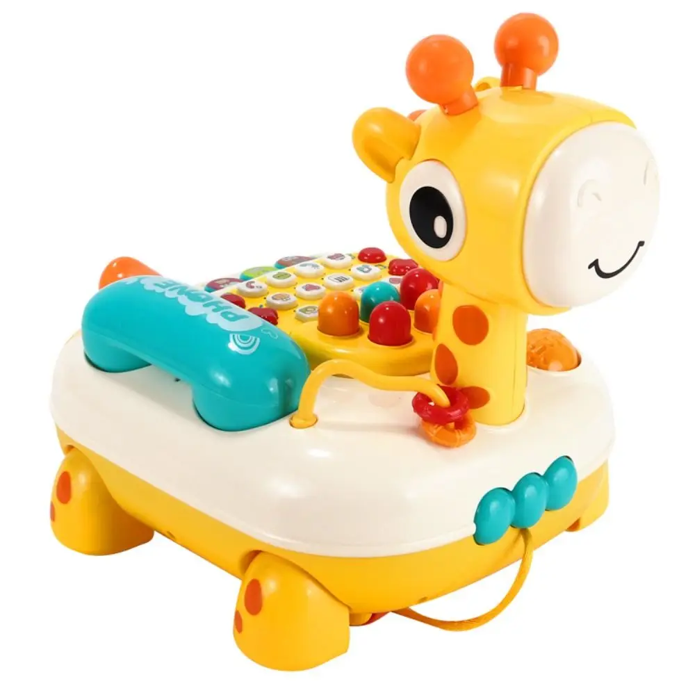 Elk Telephone Car Toy with Wheels Music Sound Light Emulated Telephone Toys Early Education Montessori Simulation Landline Phone