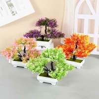 Artificial Plastic Pine Plants Bonsai Small Tree Pot Fake Plant Potted Flower Garden Arrangement Ornaments Room Home Table Decor