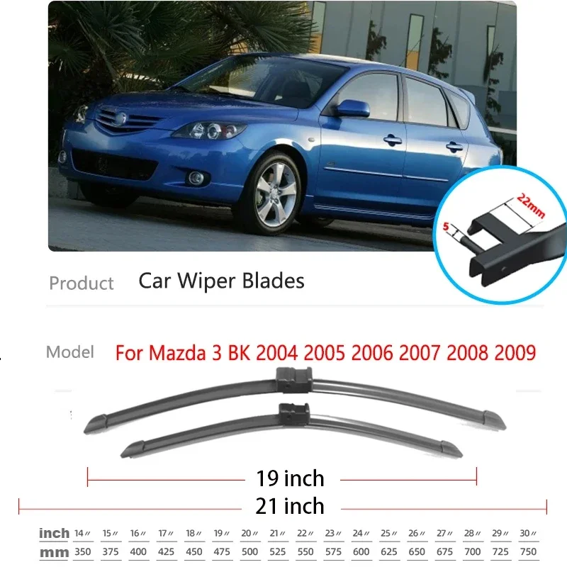 

For Mazda 3 BK 2004 2005 2006 2007 2008 2009 Hatchback Frameless Front Back Wiper Blades Cutter Set Auto Replacement Parts
