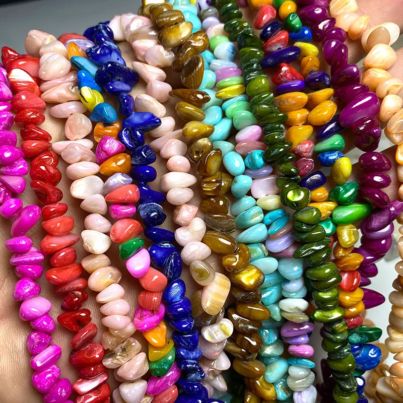 الجملة غير النظامية الطبيعية شل الخرز مختلف اللون الوردي الأزرق بليك الأبيض لصنع المجوهرات سوار ذاتي الصنع 5-8 مللي متر 38-40 سنتيمتر/ستراند